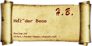 Héder Bese névjegykártya